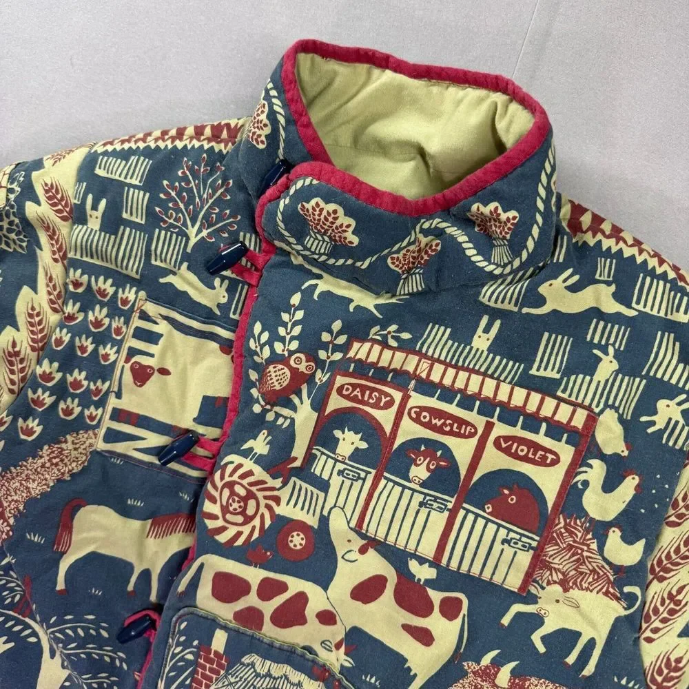 Asian Jacket Kids S/M Cows Horses Quilted Imperial Tang Chinese‎ Toggle Button
